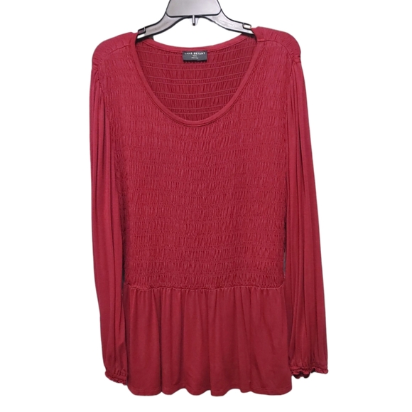Lane Bryant Burgundy Red Ruched Long Sleeve Blouse Women's Size 3X 22/24 - Picture 7 of 7